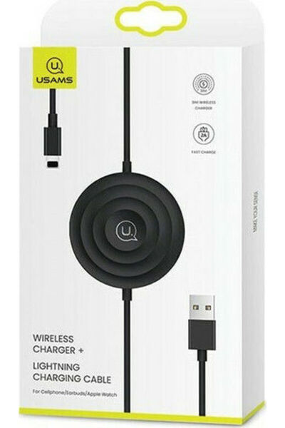 Usams Ασύρματος Φορτιστής (Qi Pad) και Καλώδιο Lightning 10W Μαύρο (CC96WH01)