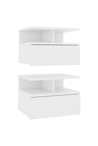 vidaxl Noptiere suspendate, 2 buc., alb, 40x31x27 cm, lemn prelucrat