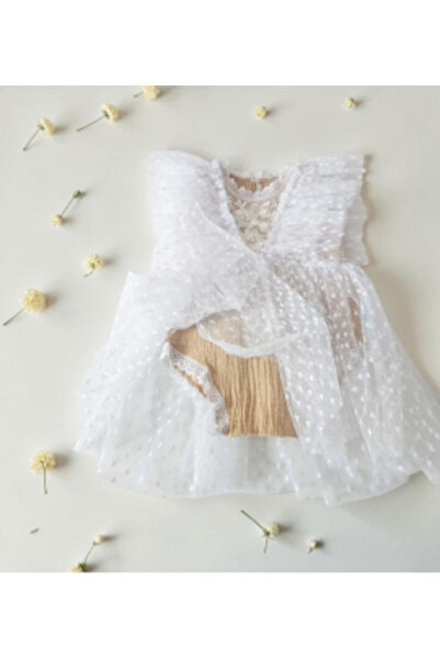 OEM Rochie de botez Anne, din muselină și tul alb