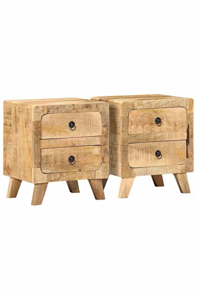 vidaxl Noptiera 2 buc 40x32x46 cm Lemn masiv Mango brut