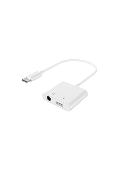 Gembird A-CM-3.5FP-01 USB-C to 3.5mm Jack/USB-C Adapter, White