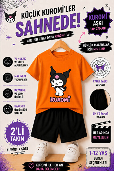 OVERMAX Kuromi Dream Mood Look Kids' Set – T-Shirt & Shorts 2-Piece Combinati...