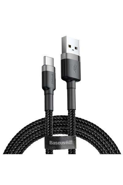 Baseus Кафе кабел за данни CATKLF-BG1 USB към Type-C 3A 480Mbps 1м Сиво-черен