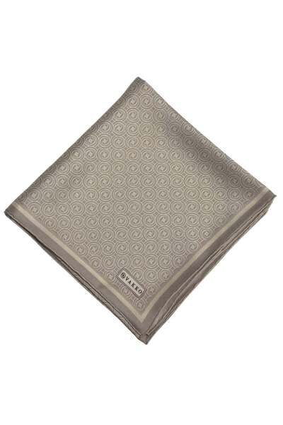 Vakko Tivil Monogram İpek Eşarp 41408-Vizon Ekru