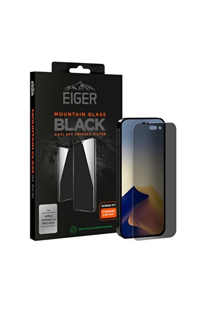 EIGER Folie de sticlă Privacy iPhone 14 Pro Max Mountain Glass GRS Negru