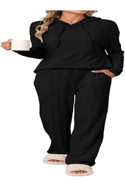 REORIA Women's Pyjamas with Hood, Jogging Suit, Two-Piece Tracksuit, Home Sui...