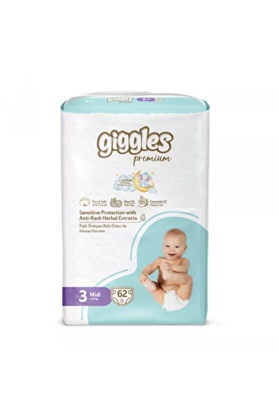 giggles Scutece pentru copii cu bandă adezivă laterală, Premium, Midi, 4-9 kg...