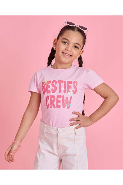 REDTAG Girls Pink Printed T-Shirt