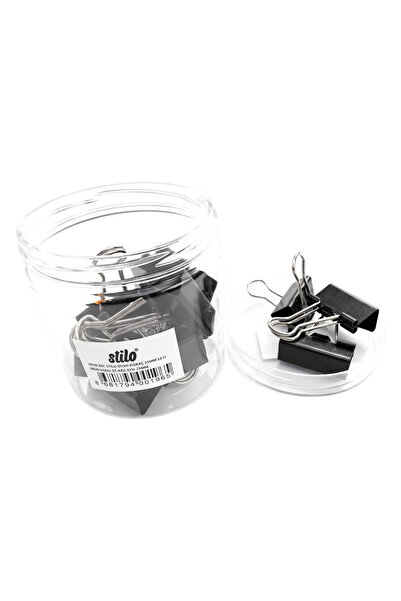 Stilo مشبك أسود 25 مم (علبة تحتوي على 12 قطعة)