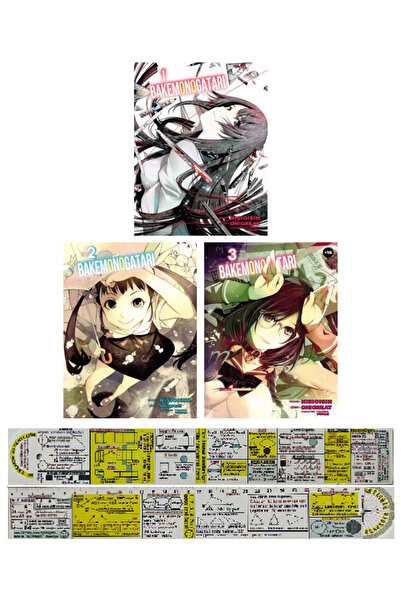 Komik Şeyler Bakemonogatari 1-2-3. Ciltler Manga Seti + Özel Cetvel