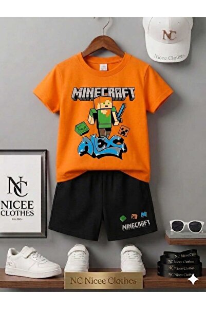 NC Nicee Clothes LETNJA DEČJA MAJICA I KRATKE PANTALONE UNISEKS (MINECRAFT IZ...