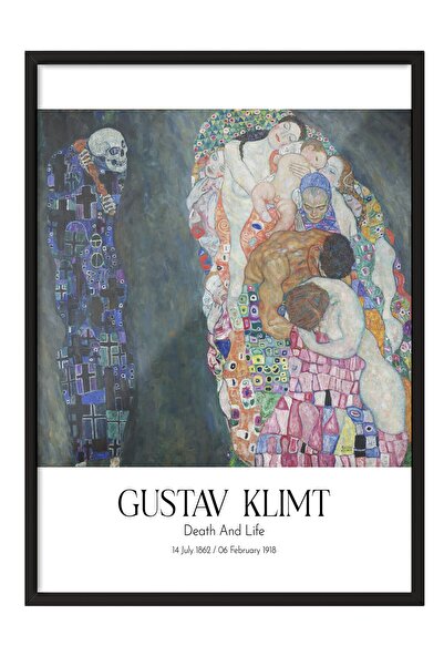 Postifull Gustav Klimt - Smrt i život, crna uokvirena slika, umetnička serija...