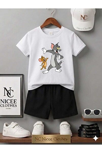 NC Nicee Clothes Summer Children's T-Shirt Shorts Unisex (Nc Tom Jery Print)