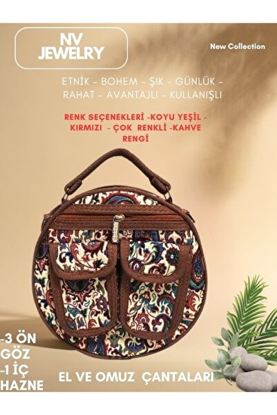 NV JEWELRY Yuvarlak Bohem Desenli Çanta