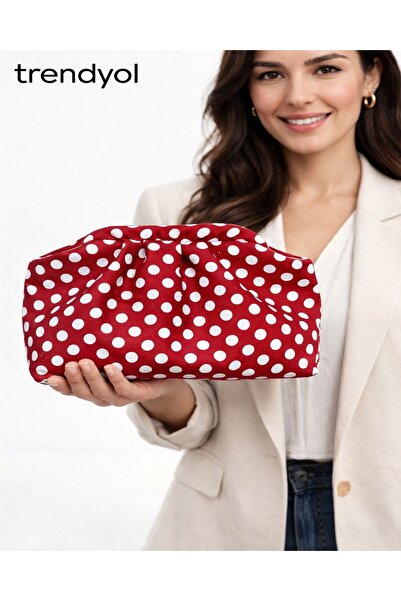 themoiss DORA BURSLU Puantiye Desenli Kadın Clutch Çanta