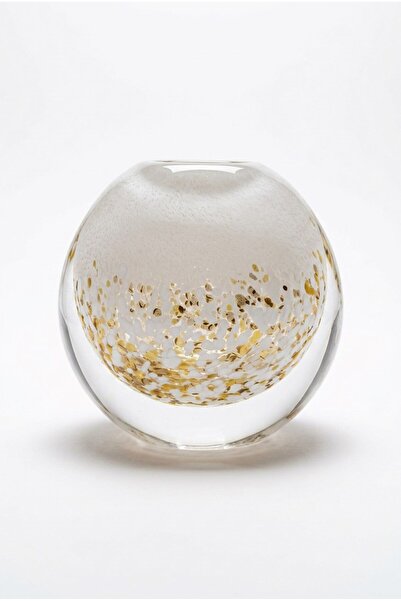 Sembol Gold Sparkling Round Decorative Glass Vase 13cm Crystal Vase