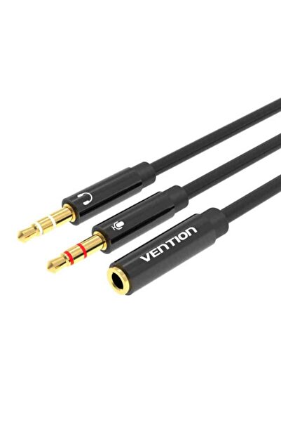 Vention Καλώδιο Ήχου BBTBY 2x 3.5mm Αρσενικό σε 4-Πόλο Θηλυκό 3.5mm 0.3m Μαύρο