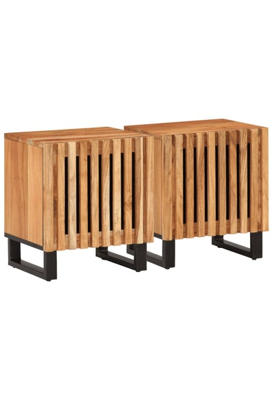 vidaxl Noptiere, 2 buc., 40x34x46 cm, lemn masiv de acacia