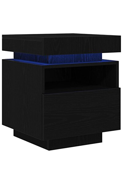 vidaxl Dulap de noapte cu sertar 2 pcs Stejar Negru 40 x 39 x 48,5 cm
