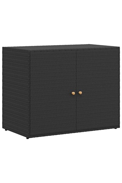 vidaxl Garden cabinet, black, 100x55.5x80 cm, polyrattan