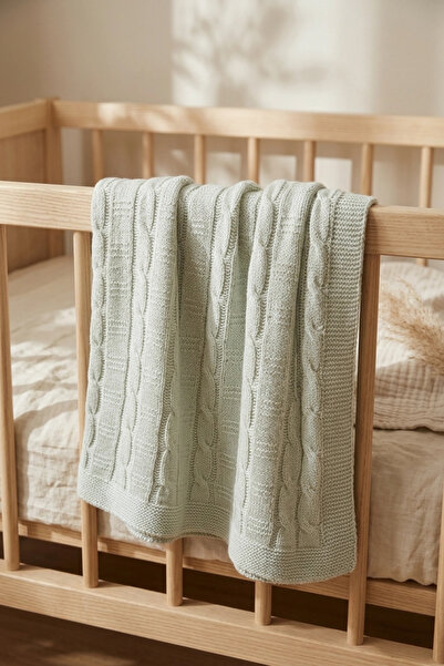 BUUDE Aura Pure Luxury Sherpa Lined Hair Knit Knitwear Baby Blanket - Soft Te...