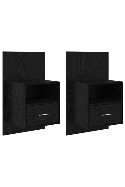 vidaxl Dulap de noapte cu sertar 2 pcs Stejar Negru 50 x 32,5 x 80cm