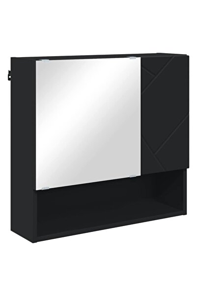 vidaxl Dulap cu oglindă Pe perete Negru 59 x 17 x 55 cm Lemn compozit