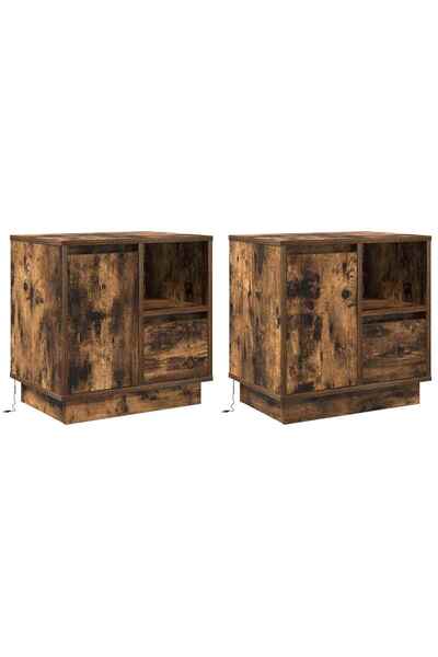 vidaxl Dulap de noapte 2 pcs Stejar fumuriu 50 x 34,5 x 50 cm