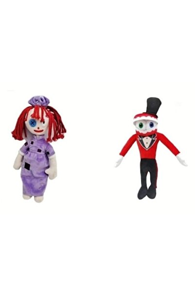 OEM Set de 2 jucării de pluș, Jucărie Clovn de Circ Anime, mov/roșu, 30 cm