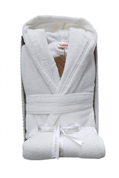Özdilek Super Soft Hooded Bathrobe + Head Towel - White