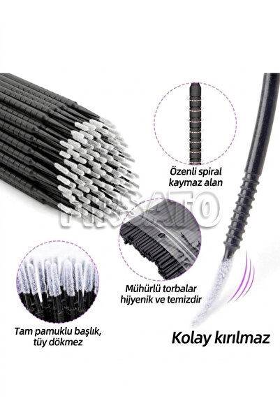 Fırsato 100 Adet Uzun Micro Brush Seti - Çok Amaçlı Makyaj, Kirpik Lifting, K...