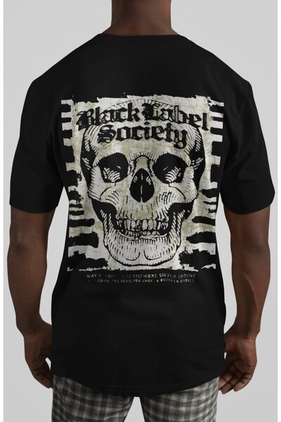 SEVBANO Tricou oversize unisex cu imprimeu pe spate Black Label Society Rock ...