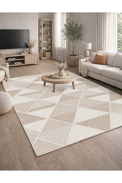 Lioara Home Modern Dijital Baskı Halı | Yıkanabilir Kaymaz Taban Salon Halısı