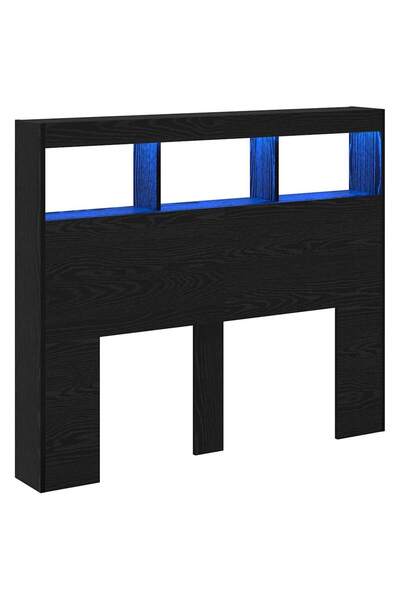 vidaxl Tăblie cap cu raft Stejar Negru 120 x 17 x 102 cm Lemn compozit