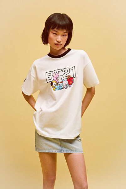 Bershka BT21 baskılı oversize t-shirt