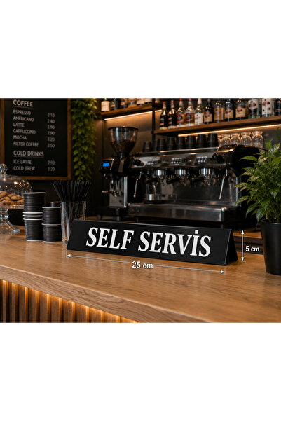 zafrakreklam Self Servis Çift Yön Pleksi Tabela Masa Üstü Tipi 25X5cm