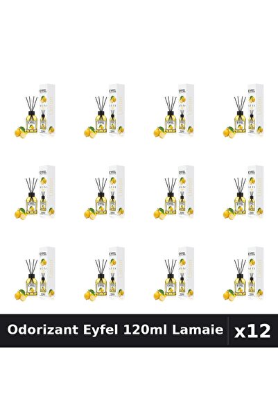 Eyfel Set 12 Odorizante Camera cu Betisoare - Aroma Lamaie, Parfum Intens 120ml
