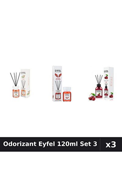 Eyfel Set 3 Odorizante Camera cu Betisoare 120ml - Acacia, Red Dragon, Cirese
