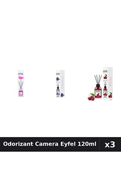 Eyfel Top Bottom Set of 3 Room Air Fresheners with Sticks - Bubble Gum, Hyaci...
