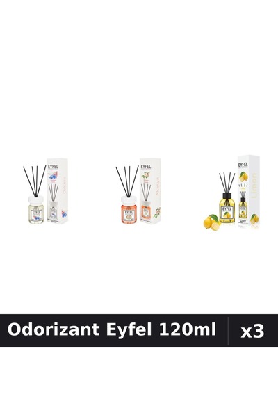 Eyfel Set 3 Odorizante Camera cu Betisoare 120ml - Orhidee, Acacia, Lamaie