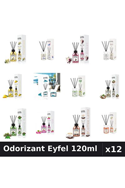 Eyfel Set 12 Odorizante Camera cu Betisoare - 12 Arome Asortate, 120ml