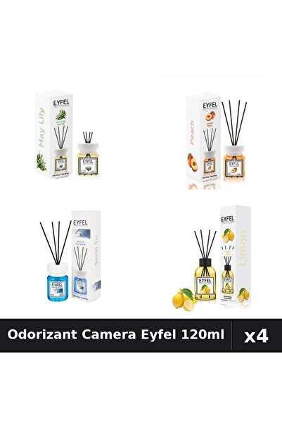 Eyfel Set 4 Odorizant Camera cu Betisoare 120ml - Lacramioare, Piersica, Cool...