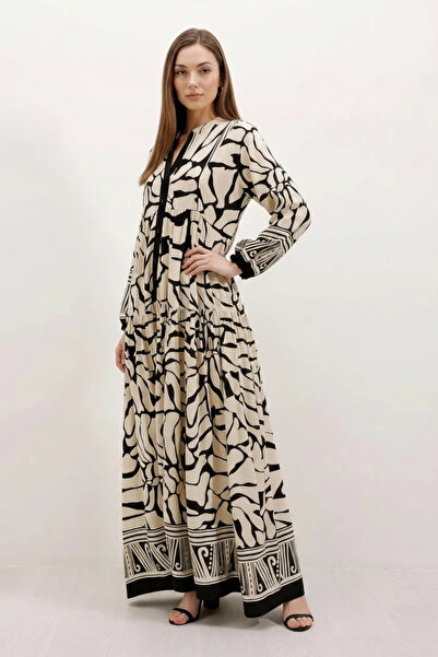 Şeker Portakalım Women's High Collar, Gathered Waist, Long Sleeve, Authentic ...