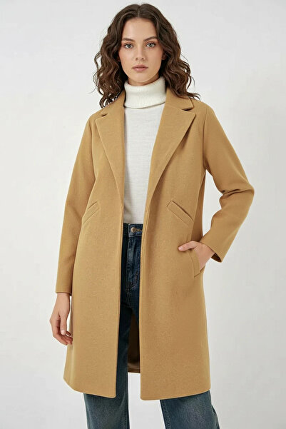 buğrahayalin Women's Classic Collar Cotton Mustard Coat