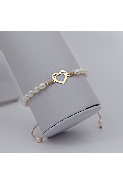 BLACK SWAN Bijoux Bratara din perle naturale si inima din aur 14K, bilute aur...