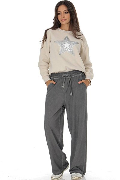 ROHBOUTIQUE Casual wide leg bottoms with pockets Grey TR552