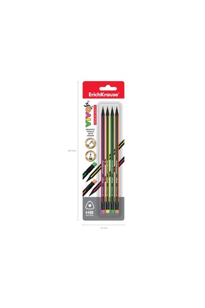 Erich Krause HB Pencil with Eraser Vivo EK 4 pcs/set