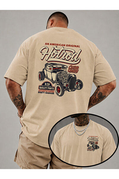 ship master Ανδρικό μπλουζάκι Oversize Classic Hot Rod Car με στάμπα, 100% βα...