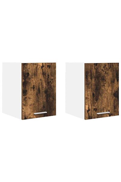 vidaxl Wall cabinet 2 pcs Smoked oak and white 30 x 31 x 40 cm