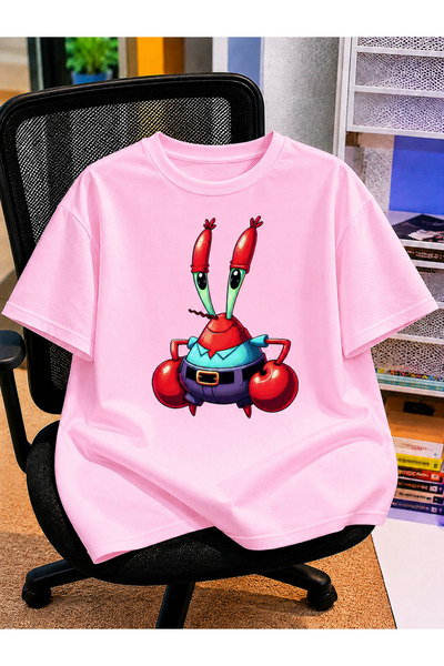 VODEXA Unisex Oversize T-Shirt Crab Krs Printed 100% Cotton T-Shirt Comfortab...